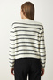 Women's Bone Black Stylish Buttoned Striped Knitwear Cardigan PF00051 - 5
