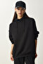 Women's Black Hooded Shawl Knitted Tracksuit Set DD01279 - 4