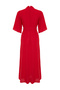 Coral Belted Short-Sleeved Woven Dress TCTSS24DB00009 - 8