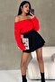 Women's Orange Ruffle Collar Ribbed Sweater - 5