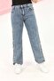 Girl's Wide Leg Denim Jeans with Side Snap Buttons - 4
