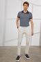 Men's Beige Slim Fit Narrow Cut Seersucker Patterned Flexible Trousers with Elastic Waist - 4