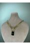 ZIRCON STONE GOLD BLACK DETAILED NECKLACE - 2