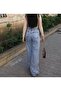 Blue Snow Wash Lycra Super High Waist Loose Jeans Palazzo - 3