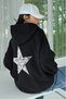 Black and White Star Printed Women's Hooded Sweatshirt