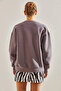 Women's Lilac Motox Printed Three Thread Ribbed Sweatshirt Stk56 - 3