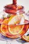 Wooden Framed Hand Drawn Watercolor Effect Herbal Tea, Decorative Kitchen Painting Walnut - 3