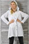 White Hooded Long Sleeve Buttoned Double Pocket Woven Long Fit Hooded Jacket