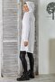 White Hooded Long Sleeve Buttoned Double Pocket Woven Long Fit Hooded Jacket - 7