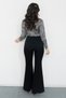 Women's Summer Black High Waist Spanish Flare Pants with Belt Casual Daily Office Stylish 3950 - 4