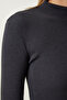 Women's Anthracite Turtleneck Corded Knitted Blouse GT00054 - 4