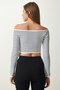 Women's White Square Neck Striped Crop Blouse PF00019 - 5