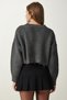 Women's Gray Ripped Detailed Buttoned Crop Knitwear Cardigan PF00054 - 5