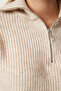 Women's Dark Cream Zippered Collar Knitwear Sweater BV00100 - 5