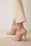 Emerald Trok Detailed Skin Suede Suede 10 cm Women's Stiletto, High Heels - 8