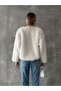 Women's Cream Plush Fur Jacket - 5
