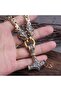Wolf Head Scandinavian Motif Thor Mjollnir & King Chain 316L Steel Necklace - 6