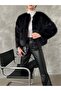 Women's Black Plush Fur Jacket - 4
