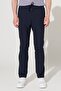 Men's Navy Blue Slim Fit Slim Fit Seersucker Patterned Flexible Tie Waist Trousers