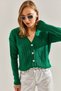 Women's Green Hair Braided Buttoned Knitwear Cardigan 20234224