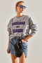 Women's Gray Chicago Printed Three Thread Ribbed Sweatshirt Stk61 - 4