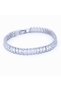 Silver Color Plump Stainless Steel Bracelet with Waterway Baguette Stones (No Fade, No Fade)