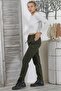 Dark Khaki Double Pocket Knitted Elasticated and Tied Waist Double Leg Casual Steel Interlock Trousers - 3