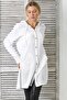 White Hooded Long Sleeve Buttoned Double Pocket Woven Long Fit Hooded Jacket - 3