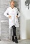 White Hooded Long Sleeve Buttoned Double Pocket Woven Long Fit Hooded Jacket - 4