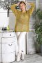 Lemon Mold Color V-Neck Long Sleeve Tied Washed Openwork Jacquard Knitwear Long Fit Blouse - 7