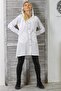 White Hooded Long Sleeve Buttoned Double Pocket Woven Long Fit Hooded Jacket - 6