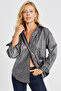 Women's Black Striped Shiny Shirt SF2531 - 3