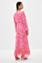 Pink Floral Ruffled Skirt Lined Woven Chiffon Dress TCTSS23EB00160 - 5