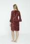 burgundy pocket stone detail balloon sleeve velvet dress - 4