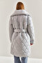Women's Gray Metal Buttoned Quilted Oversize Inflatable Coat Stk64 - 3