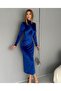 Velvet Drape Dress with Chest Detail - 5