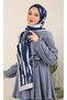 Imported Patterned Medina Silk Shawl Zebra Series - New Collections |   Navy Blue - Mink