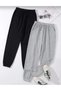 Double Jogger Sweatpants GRAY AND BLACK Elastic Leg High Waist Sweatpants - 3