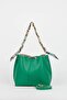 Women's Soft Leather 3-Compartment Hand, Arm, and Shoulder Bag with Black Scarf and Chain Accent - 4