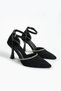 Noha Black stone detail heeled shoes
