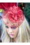 Vintage Custom Design Bridal Wedding Veil Floral Tulle Hat Hair Accessory with Clip Cap Clasp Red - 4