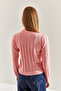 Women's Pink Turtleneck Ribbed Knitwear Sweater Stk0014 - 2