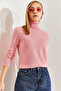 Women's Pink Turtleneck Knitwear Sweater Stk0015 - 2