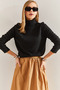Women's Black Turtleneck Knitwear Sweater Stk0015 - 5