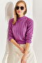 Women's Lilac Turtleneck Ribbed Knitwear Sweater Stk0014 - 6