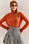 Women's Orange Turtleneck Knitwear Sweater Stk0015 - 6