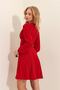 Women's Red Deep V-Neck Flared Sandy Dress - 4
