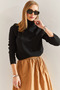 Women's Black Turtleneck Knitwear Sweater Stk0015 - 2