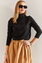 Women's Black Turtleneck Knitwear Sweater Stk0015 - 4