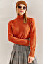 Women's Orange Turtleneck Knitwear Sweater Stk0015 - 2